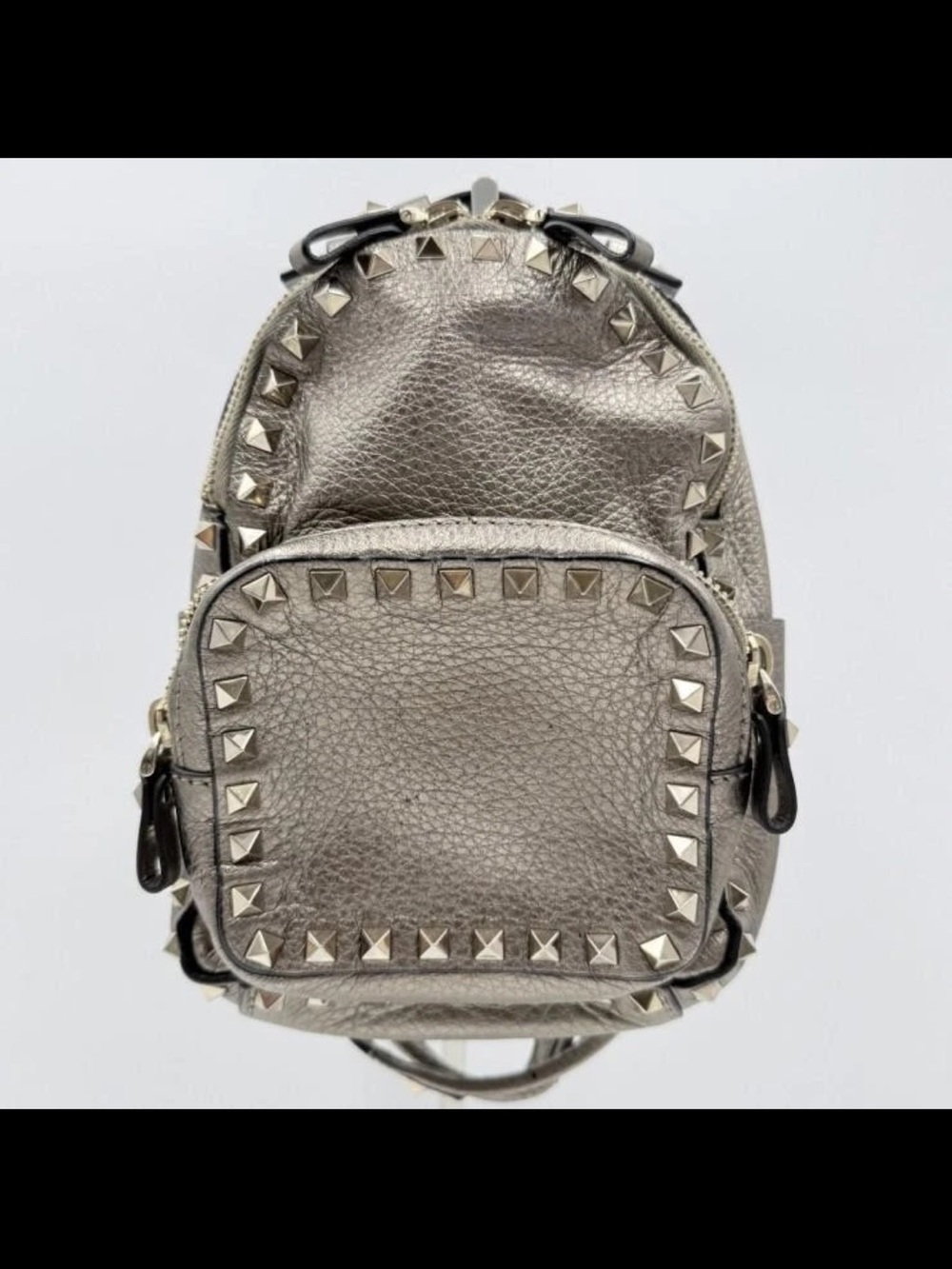 Valentino Garavani Metallic Pewter Rockstud Mini Backpack